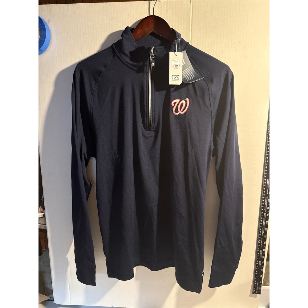 Cutter & Buck Washington Nationals MLB Quarter Zip Pullover Navy Blue Mens Small